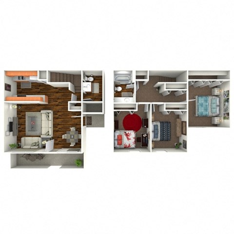 Floor plan for 3 beds, 1.5 baths, 1092 sqft